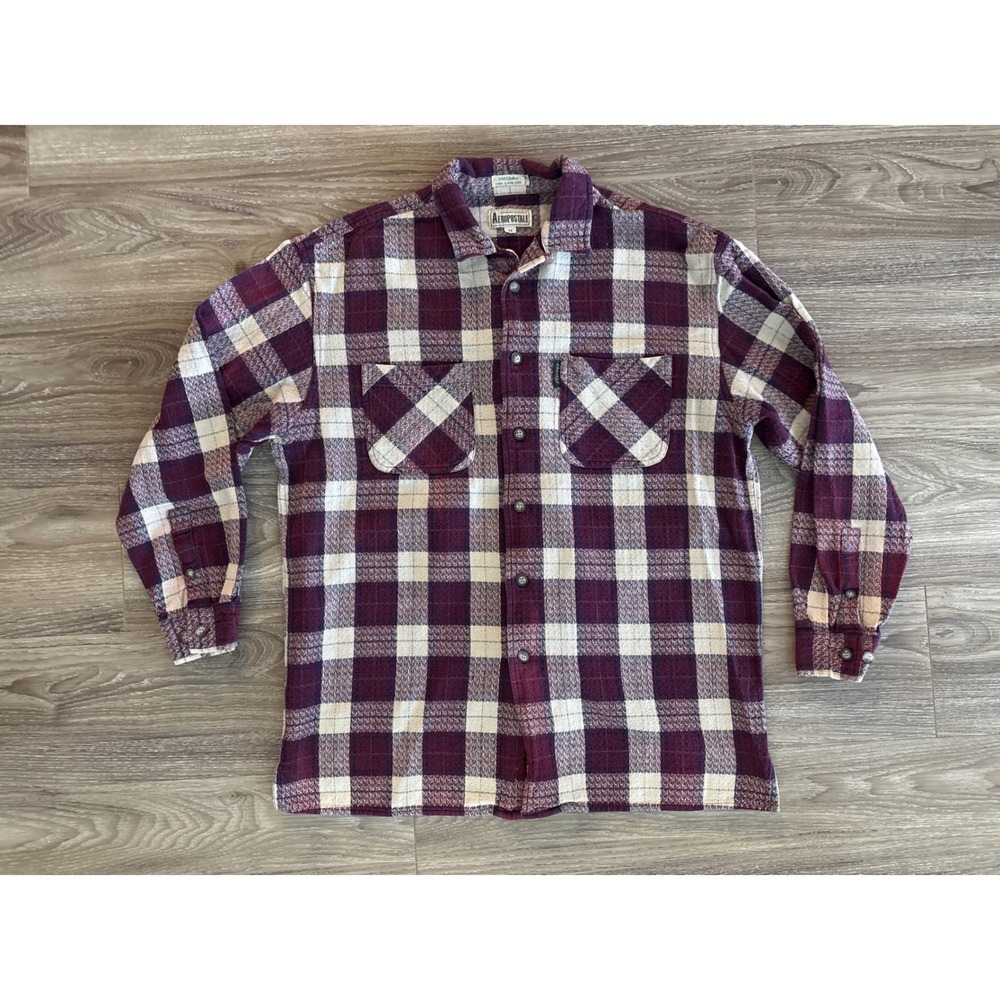 Vintage Aeropostale Plaid Flannel Shirt Mens Medium Burgundy Cream L29 PTP23